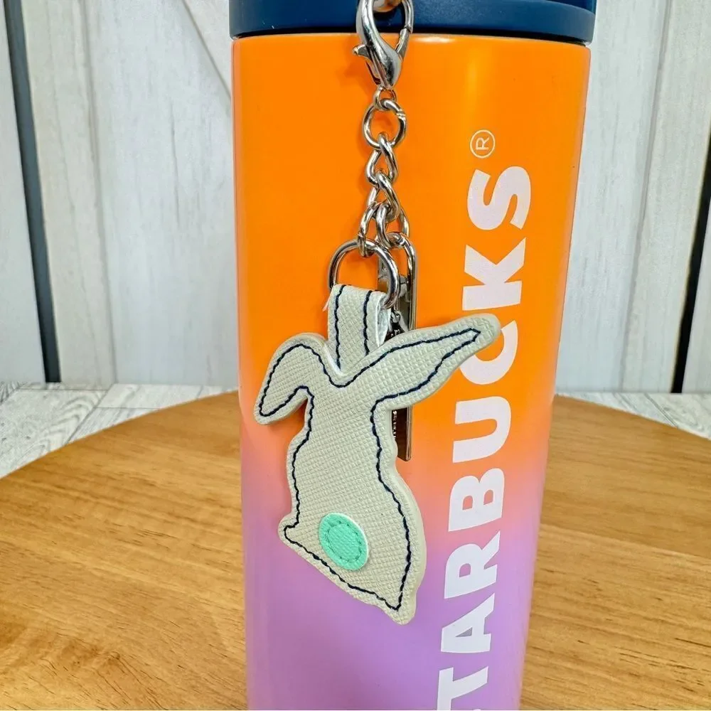 Starbucks Ombre Spring Metal Tumbler Cup With Lid‎ Bunny Hang Tag Orange Purple